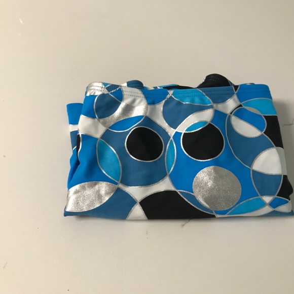 Bikini Bay Skirted Swimsuit bottom Women’s US 12 Blue Silver Black Circles - Picture 9 of 9